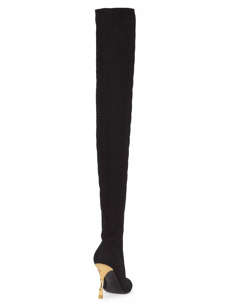 商品Balmain|Moneta Monogram Knit Over-The-Knee Boots,价格¥6309,第3张图片详细描述