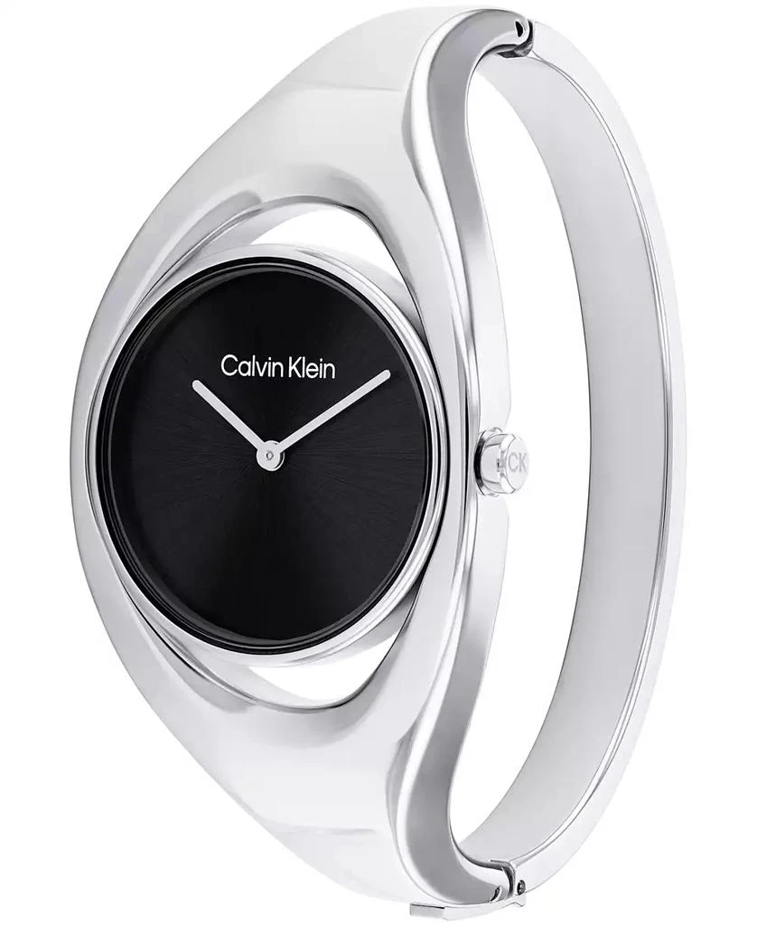 商品Calvin Klein|Women's Two Hand Silver Stainless Steel Bangle Bracelet Watch 30mm,价格¥716,第2张图片详细描述