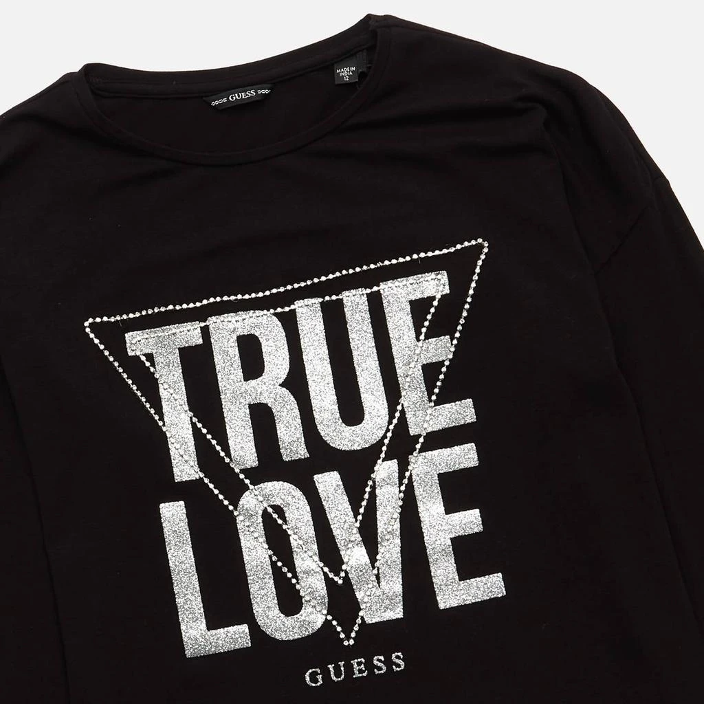 商品GUESS|Guess Girls' Long Sleeved True Love T-Shirt - Jet Black,价格¥58,第3张图片详细描述