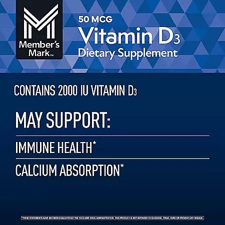 商品Member's Mark|Member's Mark Vitamin D3, 50 mcg, 400 ct.,价格¥59,第4张图片详细描述