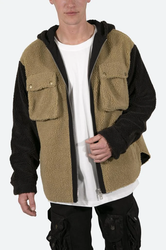 Two Tone Sherpa Zip Up Hoodie - Brown 商品