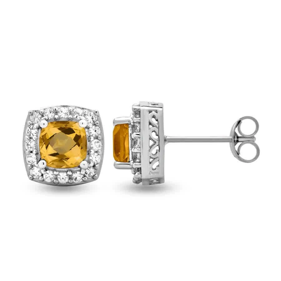 商品Diamondmuse|Citrine and Created White Sapphire Sterling Silver Earrings,价格¥372,第3张图片详细描述
