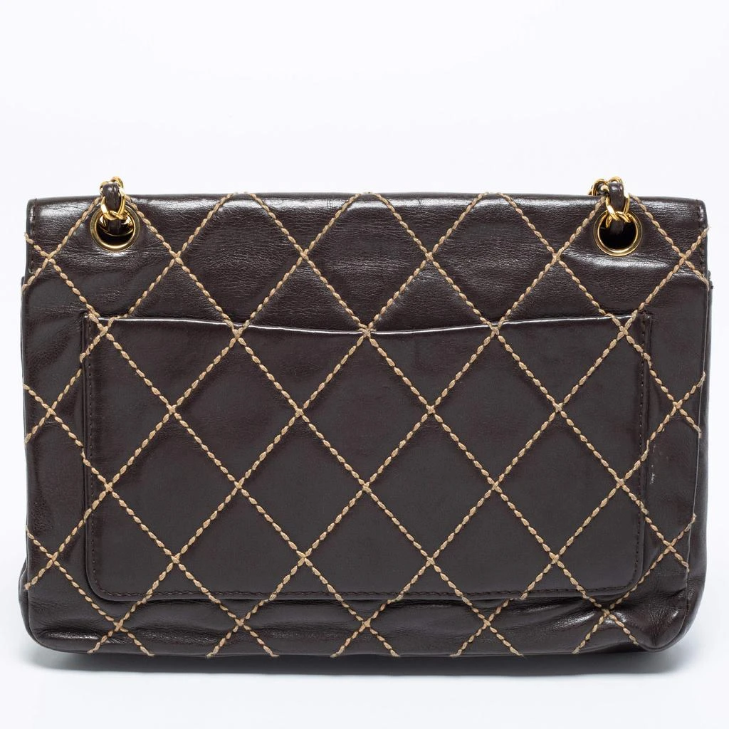 商品[二手商品] Chanel|Chanel Dark Brown Quilted Leather Wild Stitch Surpique Flap Bag,价格¥11497,第4张图片详细描述