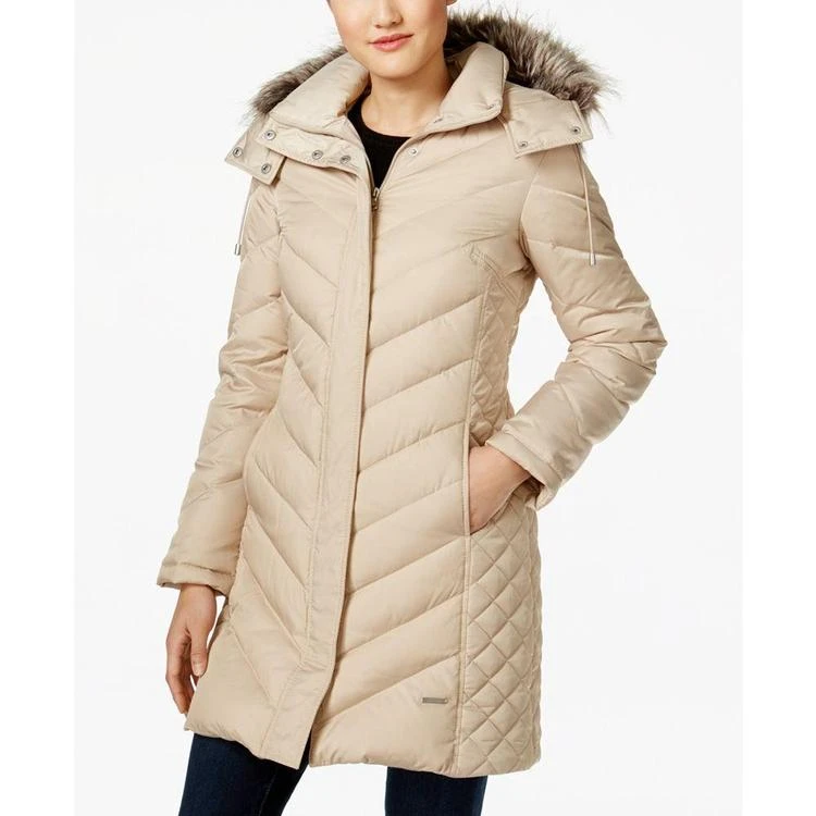 商品Kenneth Cole|Faux-Fur-Trim Down Chevron Puffer Coat,价格¥674,第1张图片