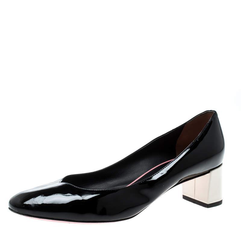 商品[二手商品] Fendi|Fendi Black Patent Leather Eloise Round Toe Pumps Size 36,价格¥1481,第1张图片