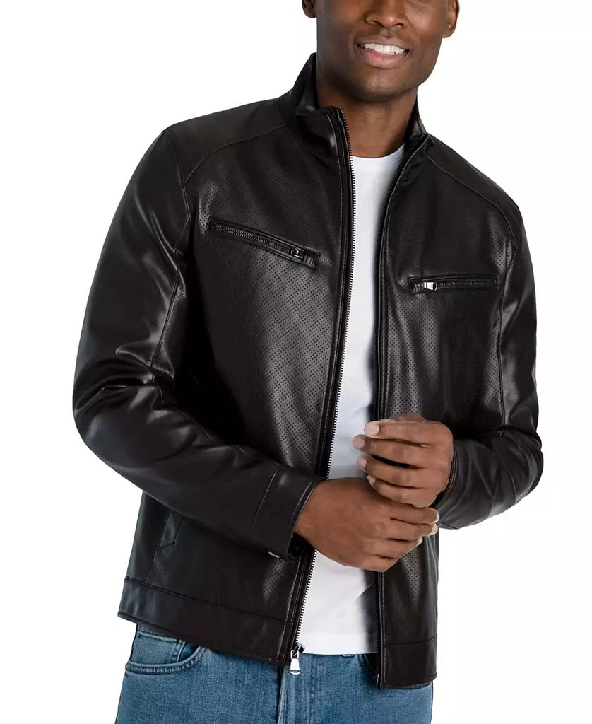 商品Michael Kors|Men's Perforated Faux Leather Hipster Jacket, Created for Macy's,价格¥527,第1张图片