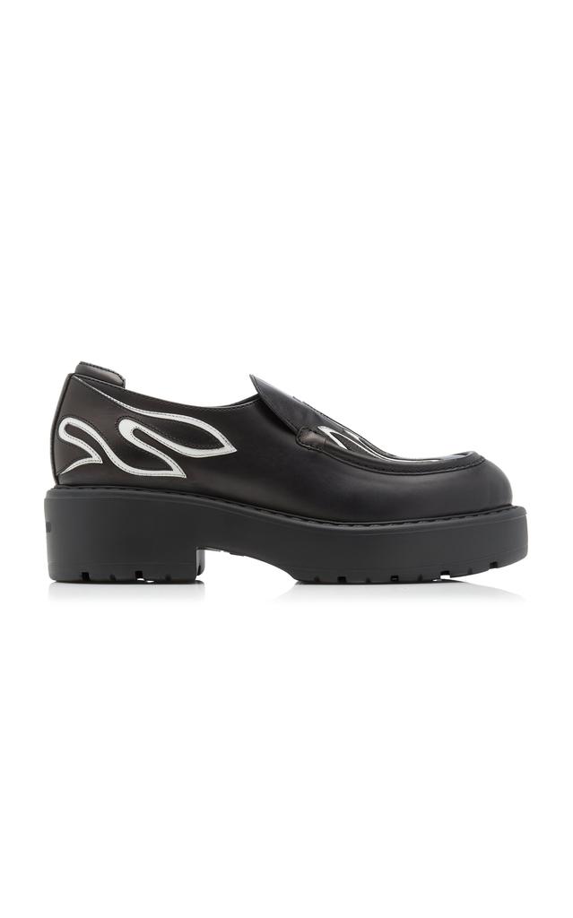 Miu Miu - Women's Flame Leather Platform Loafers - Black - IT 37.5 - Moda Operandi商品第1张图片规格展示