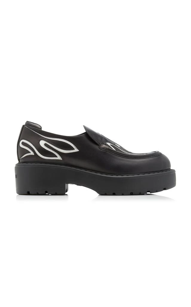 商品Miu Miu|Miu Miu - Flame Leather Platform Loafers - Black - IT 38.5 - Moda Operandi,价格¥8536,第1张图片