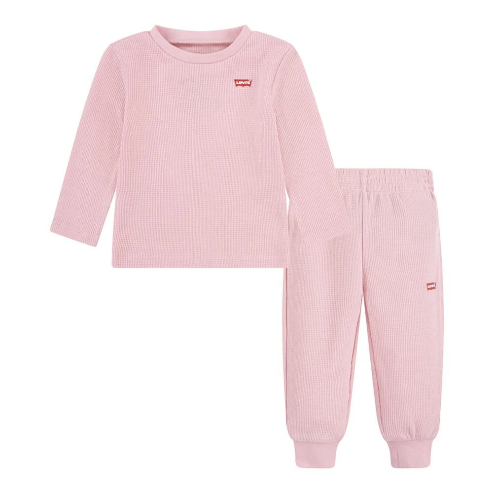 商品Levi's|Baby Girls Thermal Sweatshirt and Joggers, 2 Piece Set,价格¥170,第1张图片