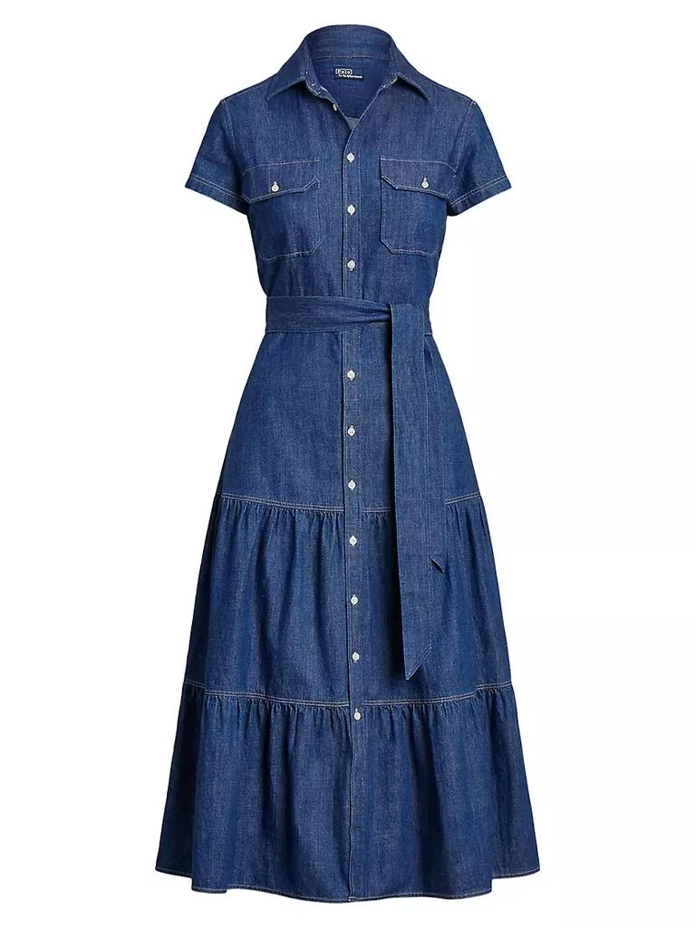 商品Ralph Lauren|Belted Tiered Denim Shirtdress,价格¥1844,第1张图片