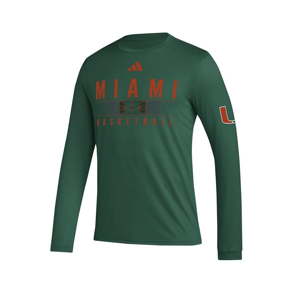 商品Adidas|Men's Green Miami Hurricanes Practice Basketball Pregame AEROREADY Long Sleeve T-shirt,价格¥329,第3张图片详细描述