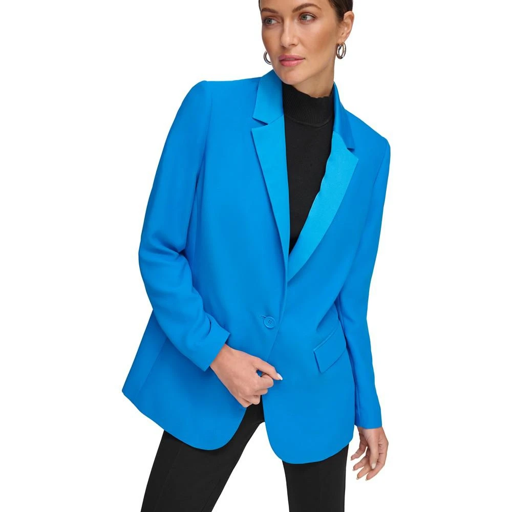 商品DKNY|Women's Frosted Twill One-Button Long-Sleeve Jacket,价格¥356,第4张图片详细描述