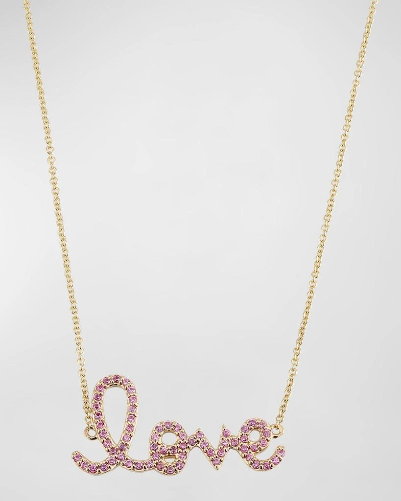 商品Sydney Evan|14K Gold Medium Love Script Pink Sapphire Necklace,价格¥12586,第1张图片