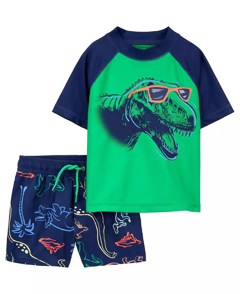 商品Carter's|Baby Boys Two-Piece Dino Rashguard Swim Set,价格¥79,第1张图片