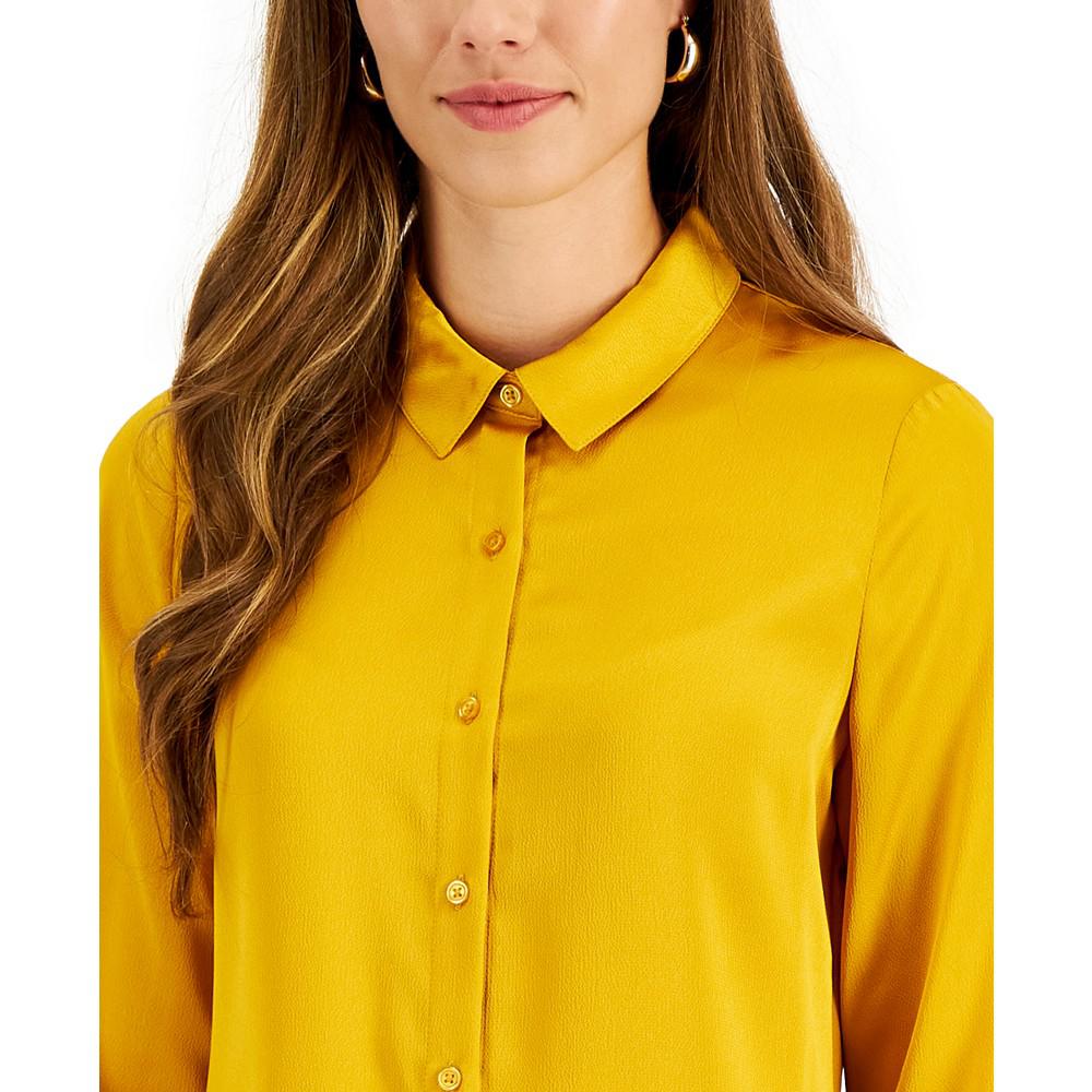 Women's Satin Button-Front Blouse商品第3张图片规格展示