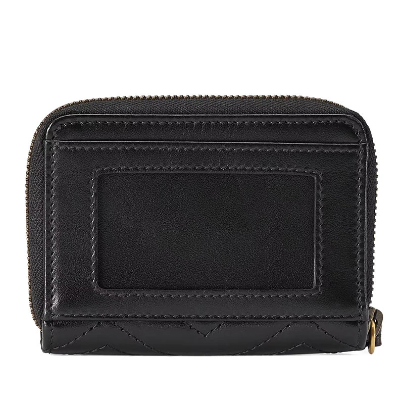 商品Gucci|【预售3-7天】GUCCI/古驰 21秋冬GGMarmont系列 女士黑色绗缝皮革金色双G装饰拉链卡包卡片夹‎671772DTDHT1000,价格¥3688,第4张图片详细描述
