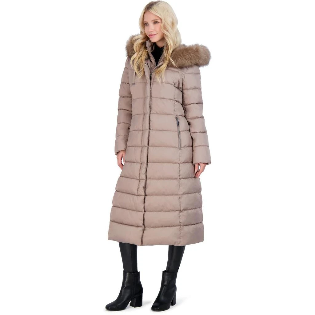 Tahari Nellie Long Coat for Women-Insulated Jacket with Removable Faux Fur Trim 商品