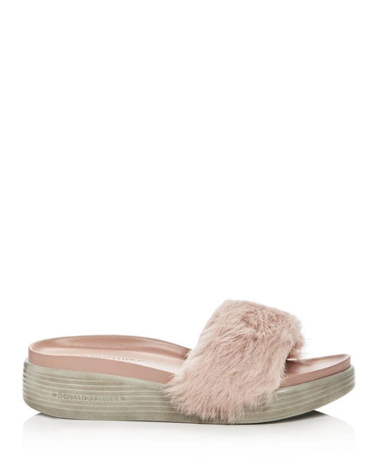 商品Donald Pliner|Women's Furfi Rabbit Fur Wedge Platform Slide Sandals,价格¥718,第2张图片详细描述