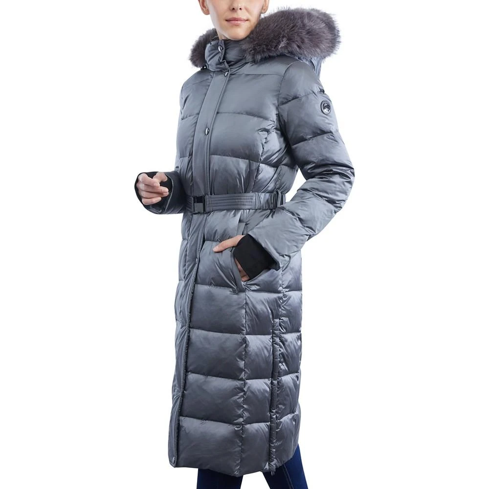 商品Michael Kors|Women's Belted Faux-Fur-Trim Hooded Maxi Puffer Coat,价格¥1852,第3张图片详细描述