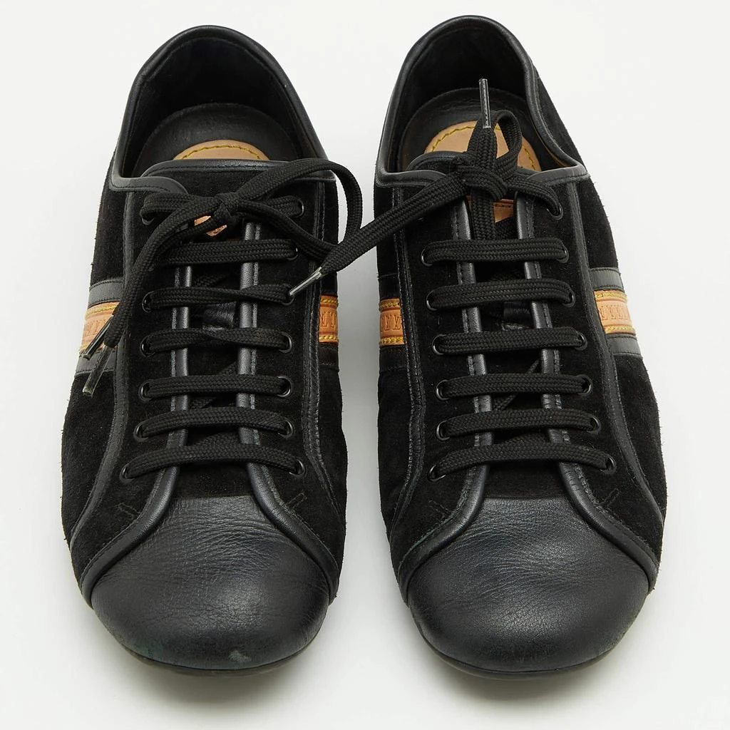 商品[二手商品] Louis Vuitton|Louis Vuitton Black Leather And Suede Low Top Sneakers Size 38.5,价格¥2245,第3张图片详细描述