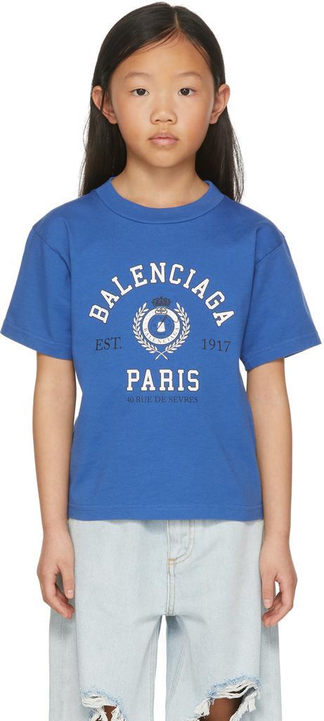 商品Balenciaga|Kids Blue College 1917 T-Shirt,价格¥1534,第1张图片