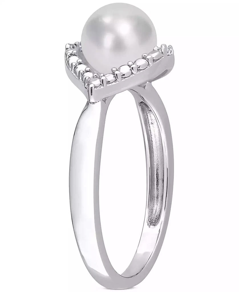 商品Macy's|Cultured Freshwater Pearl (7mm) & Lab-Created White Sapphire Accent Ring in Sterling Silver,价格¥593,第4张图片详细描述