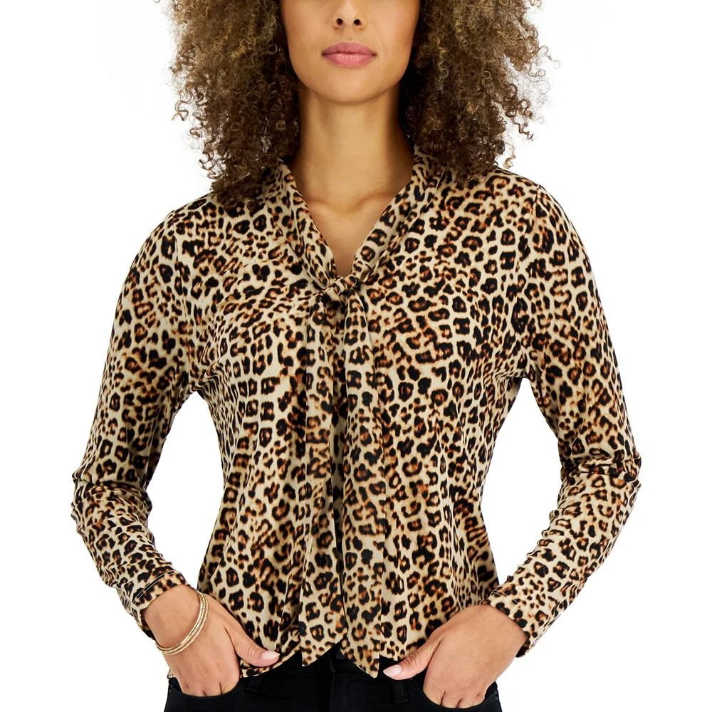 商品Charter Club|Women's Leopard Tie-Neck Blouse, Created for Macy's,价格¥80,第3张图片详细描述