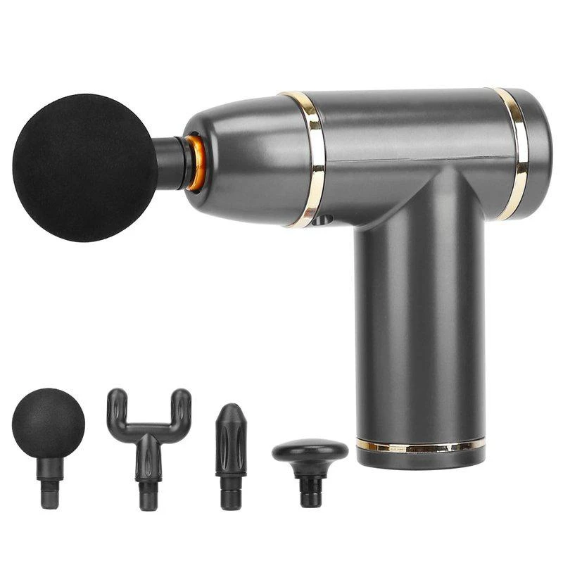 商品Fresh Fab Finds|Cordless Percussion Massage Gun USB-C Rechargeable, 4 Heads, 8 Intensities Gray,价格¥380,第1张图片