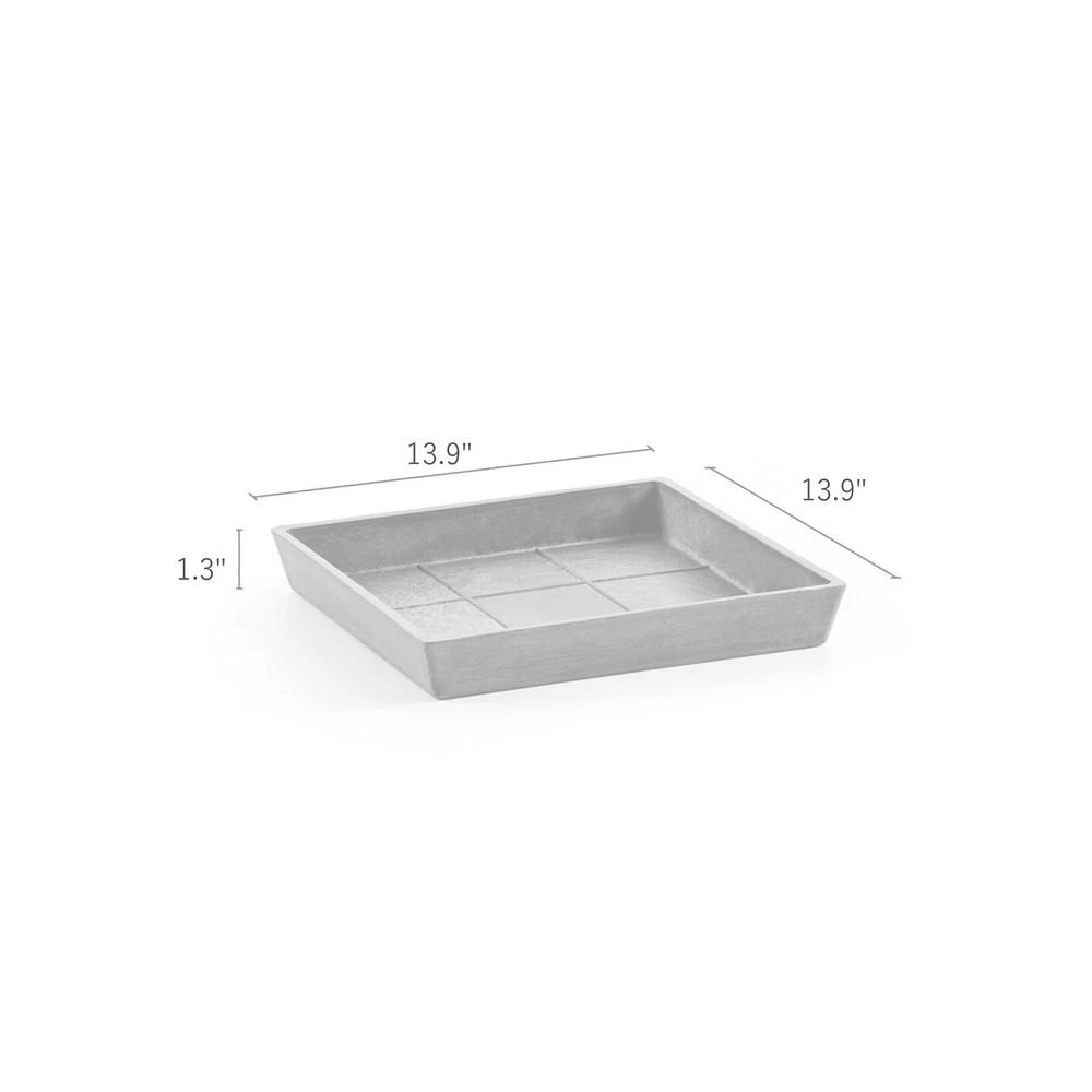 商品ECOPOTS|Square Plastic Flower Pot Saucer, White Grey, 14",价格¥141,第3张图片详细描述