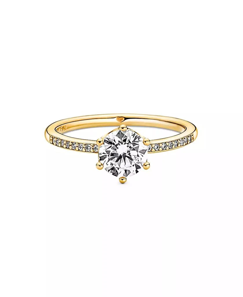 商品PANDORA|Cubic Zirconia Moments Clear Sparkling Crown Solitaire Ring,价格¥611,第2张图片详细描述