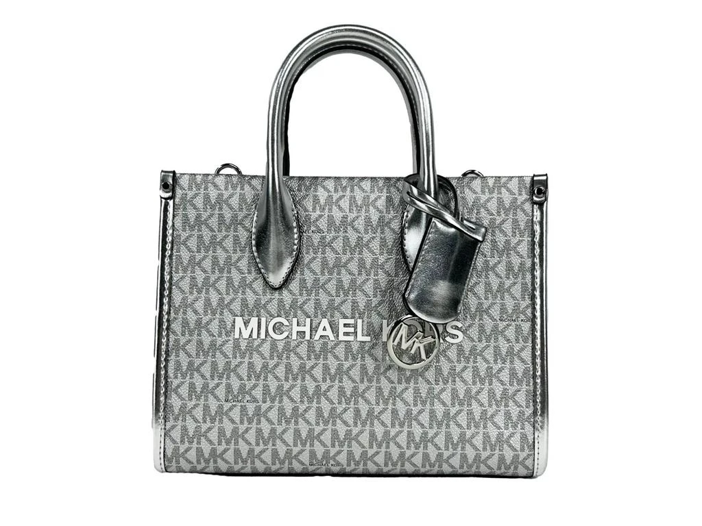 商品Michael Kors|Michael Kors Mirella Signature Small Top Zip Tote Bag Silver,价格¥2204,第1张图片