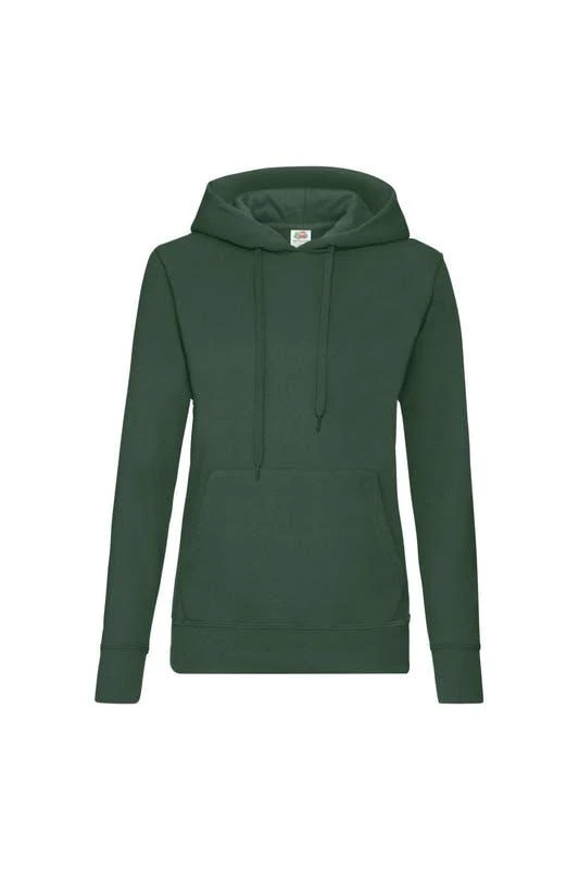 商品The Loom|Fruit Of The Loom Ladies Lady Fit Hooded Sweatshirt / Hoodie (Bottle Green),价格¥186,第1张图片