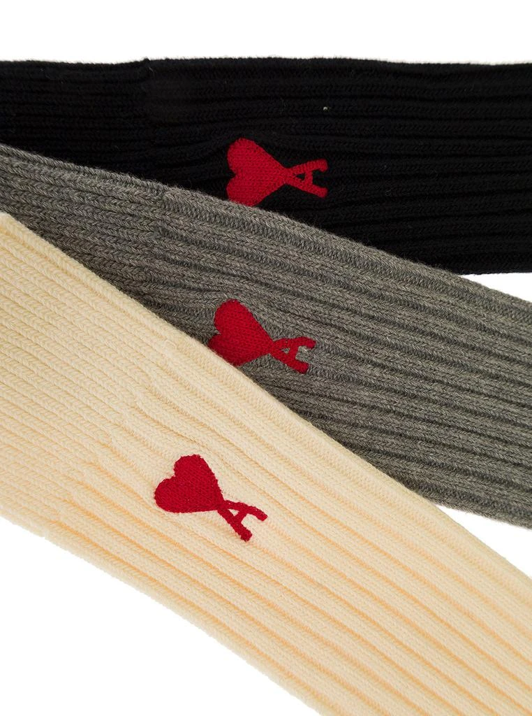商品AMI|Three-Pack Multicolor Knit Socks with Logo in Cotton Man Ami Alexandre Mattiussi,价格¥820,第3张图片详细描述