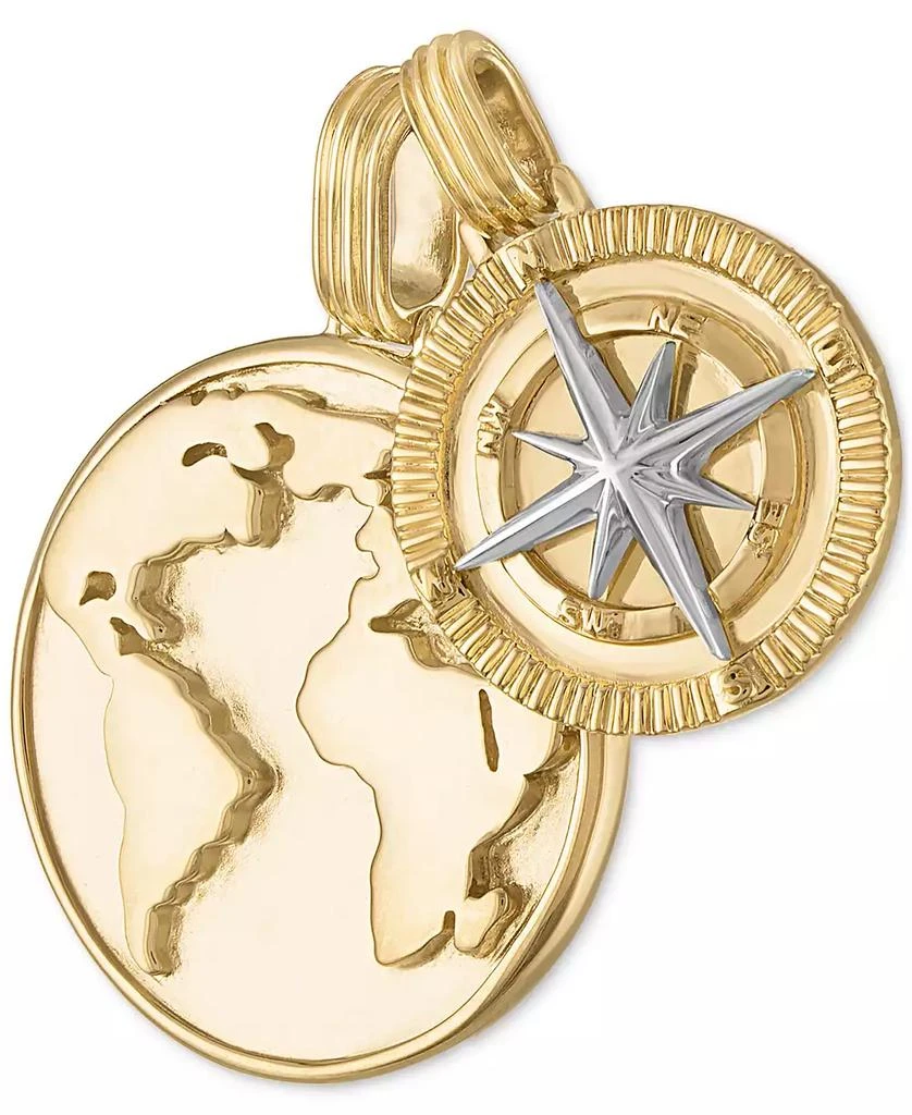 商品Esquire Men's Jewelry|2-Pc. Set Globe & Compass Amulet Pendants in 14k Gold-Plated Sterling Silver, Created for Macy's,价格¥1121,第2张图片详细描述