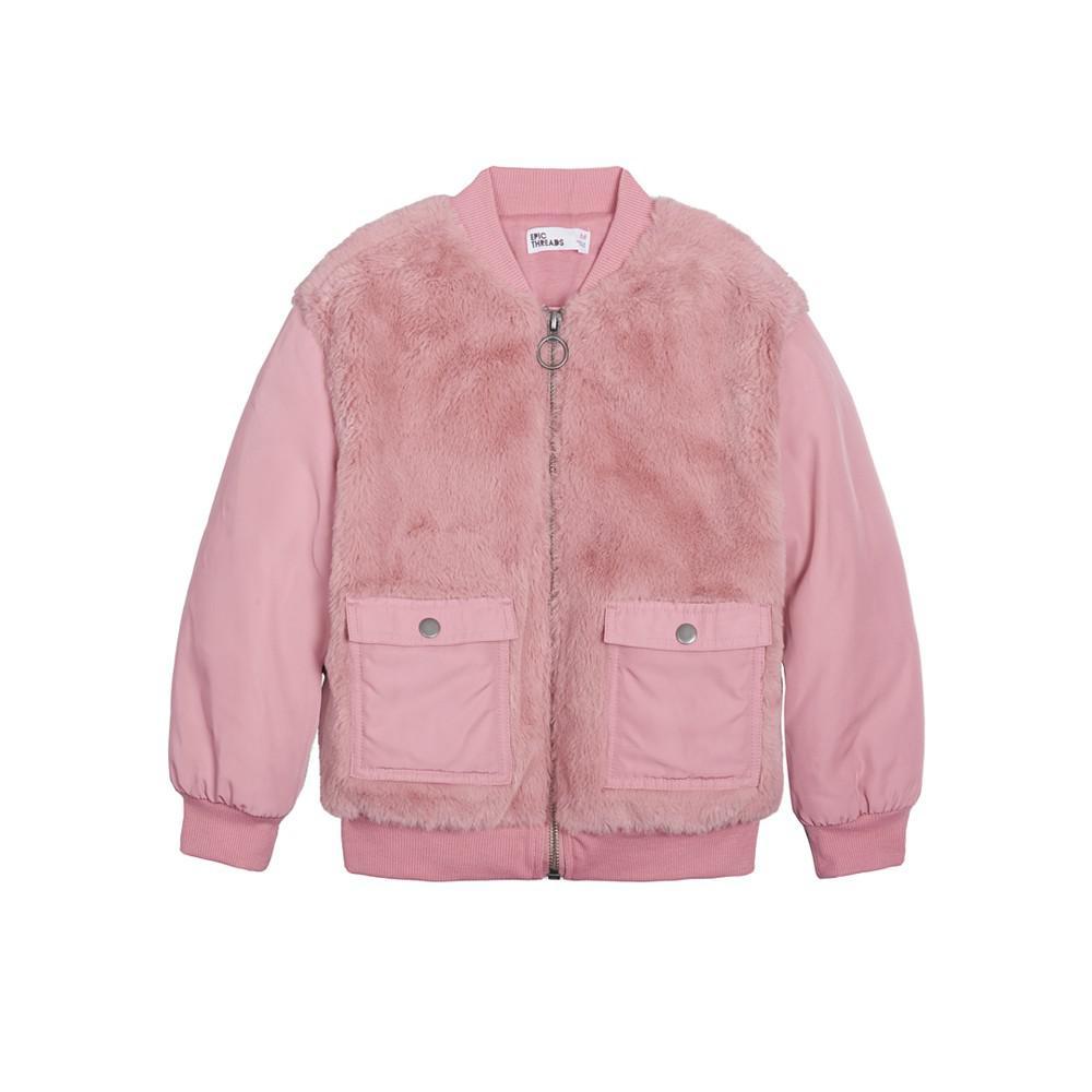 商品Epic Threads|Big Girls Faux Fur Bomber Jacket, Created For Macy's,价格¥211,第1张图片