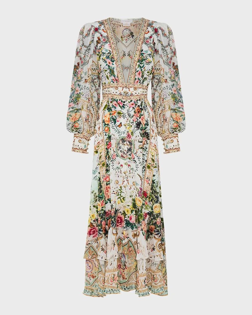 商品Camilla|Long Frilled Silk Button-Front Dress,价格¥7858,第2张图片详细描述