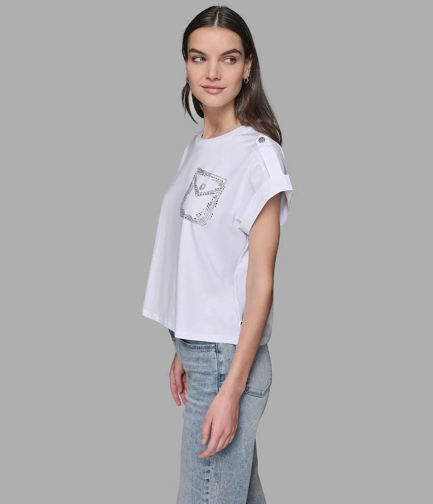 商品Karl Lagerfeld Paris|TEE WITH BUTTON EPAULE,价格¥388,第4张图片详细描述