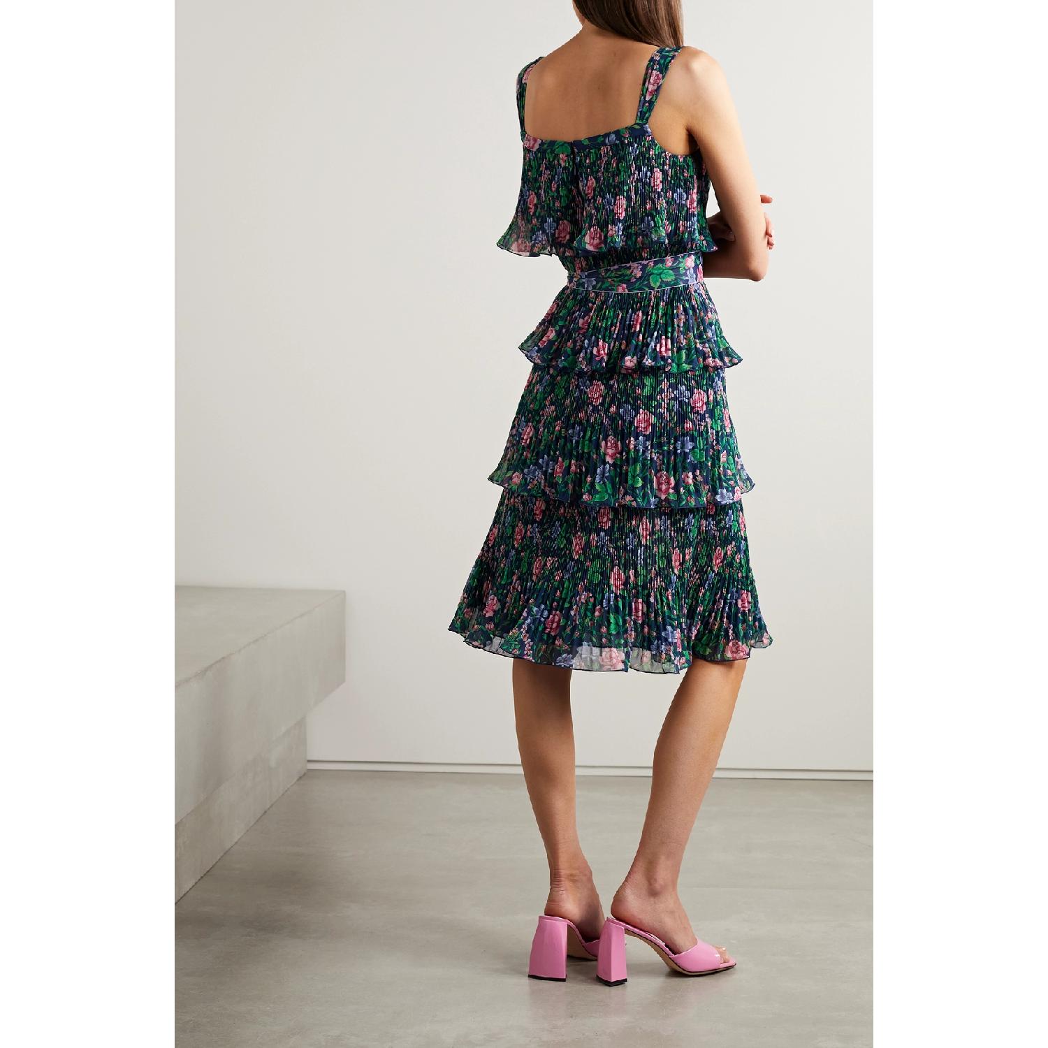 【特惠5.0折】包邮包税【预售7天发货】 DIANE VON FURSTENBERG 23秋冬 女士 连衣裙 Loupette 分层式印花细褶薄纱中长连衣裙 1647597303285531 DVFDS1R039VFPNV 商品第4张图片规格展示