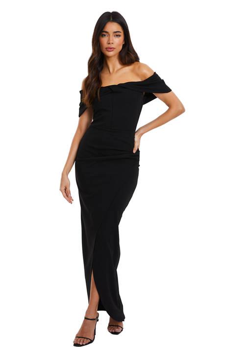 Wrap Dress Boohoo Off The Shoulder Maxi Dress Off Shoulder Demure High Slit Maxi  Dress KLYW001