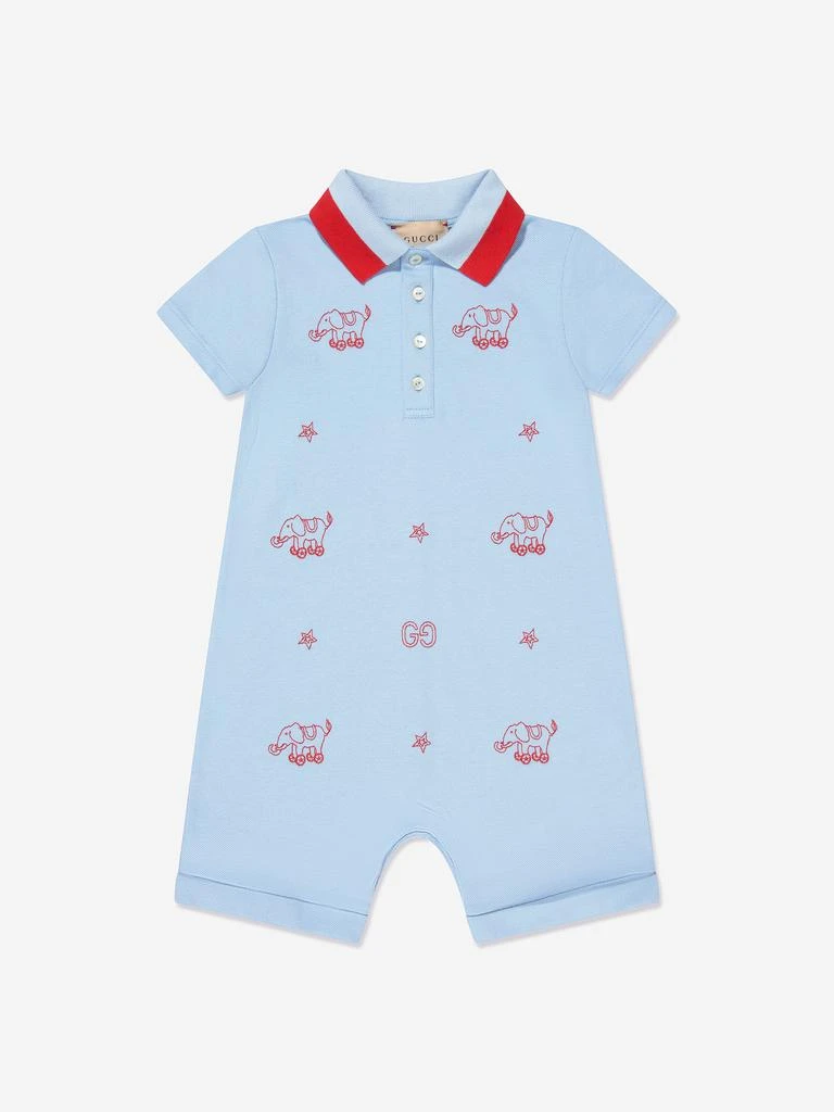 商品Gucci|Baby Boys Polo Romper in Blue,价格¥2264,第1张图片