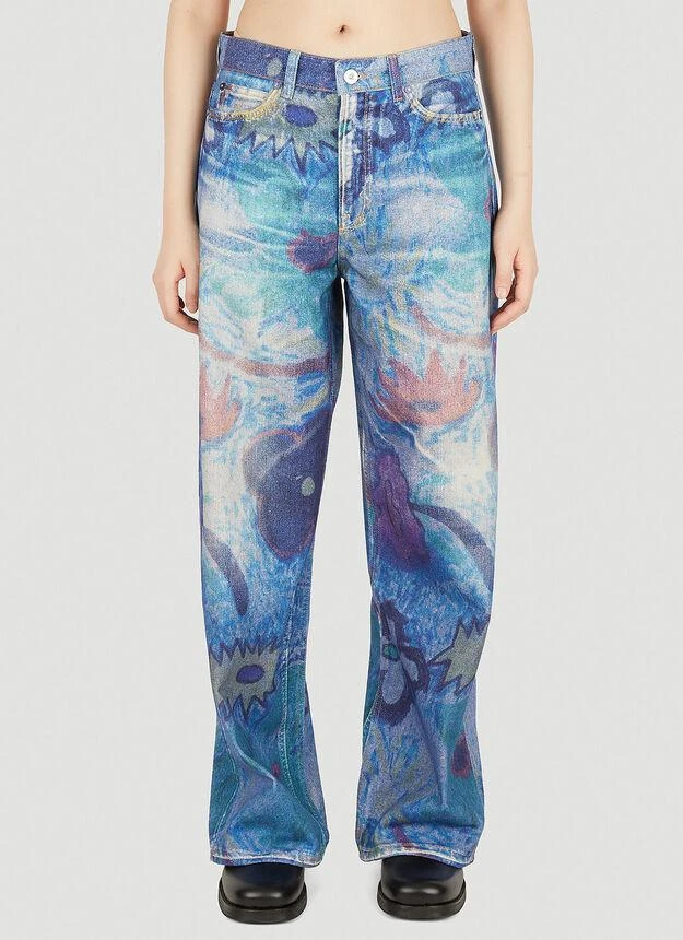 商品Our Legacy|Hank Grüner Digital Chalk Print Jeans in Blue,价格¥2080,第1张图片