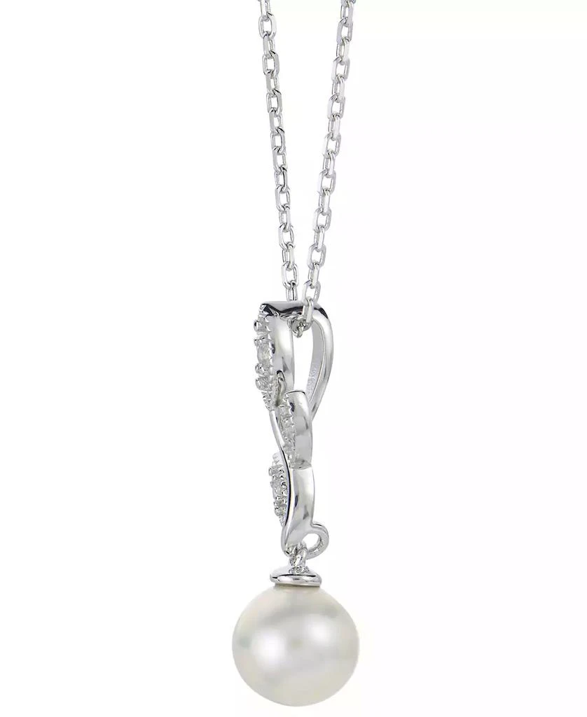 商品Macy's|Cultured Freshwater Pearl (8mm) & Lab-Created White Sapphire (1/20 ct. t.w.) Vine 18" Pendant Necklace in Sterling Silver,价格¥856,第3张图片详细描述