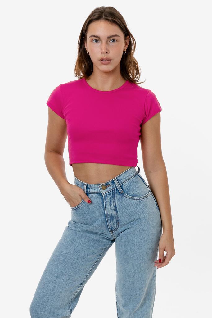 商品Los Angeles Apparel|43035 - Cap Sleeve Baby Rib Crop Top,价格¥170,第4张图片详细描述