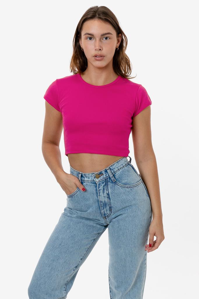 商品Los Angeles Apparel|43035 - Cap Sleeve Baby Rib Crop Top,价格¥170,第4张图片详细描述