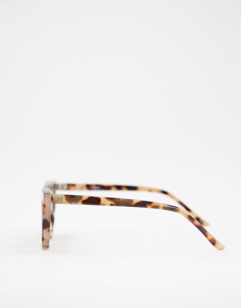 ASOS DESIGN frame bevelled cat eye sunglasses in milky tort - BROWN商品第2张图片规格展示