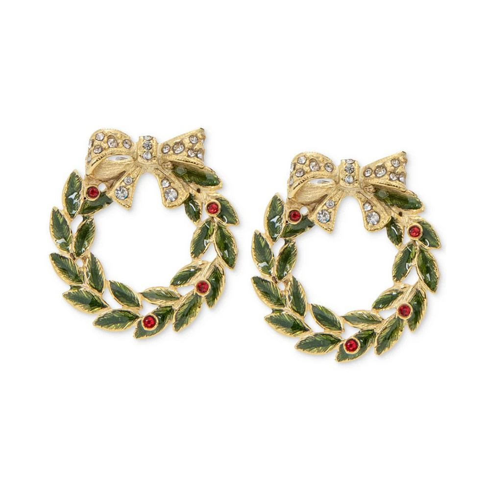 商品Charter Club|Gold-Tone Crystal & Stone Wreath Stud Earrings, Created for Macy's,价格¥113,第1张图片