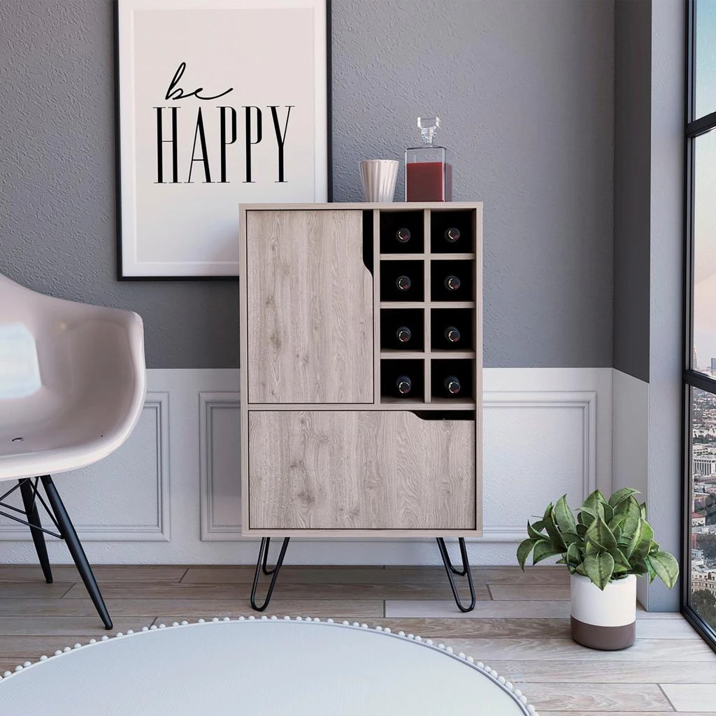 商品Homezia|Light Gray Bar Cabinet with Two Door Panels,价格¥1929,第5张图片详细描述