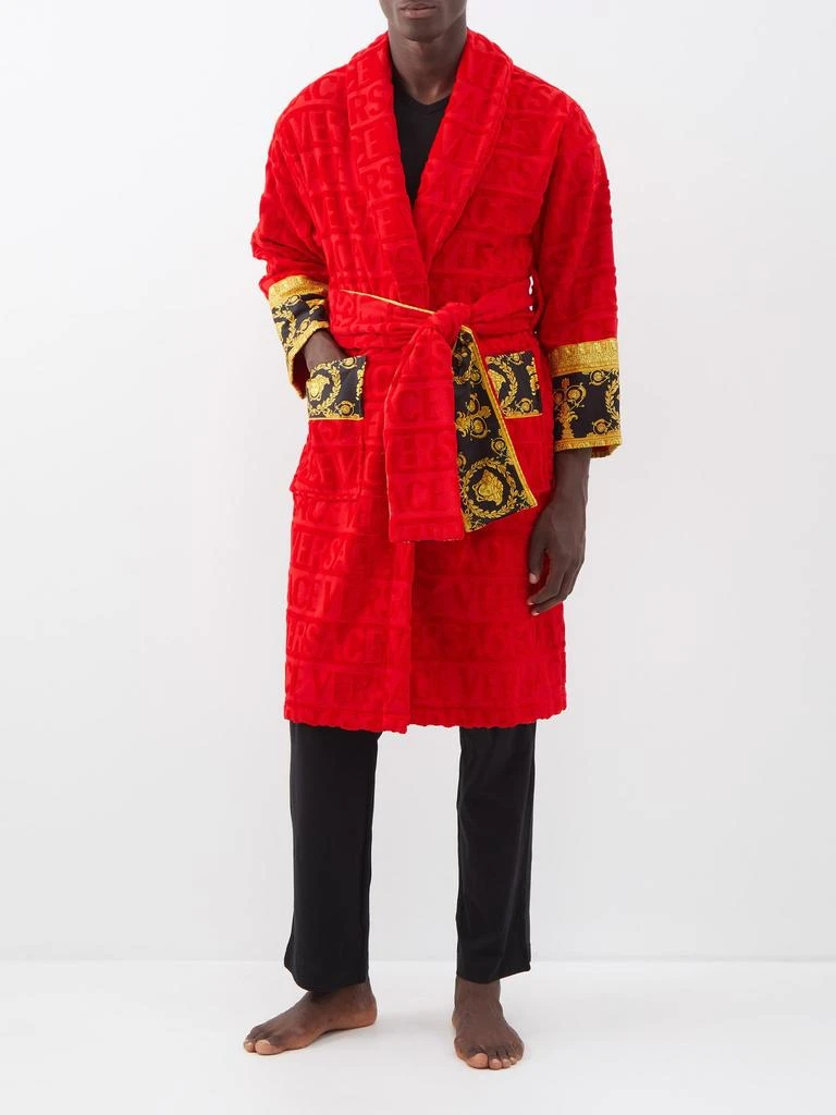 商品Versace|I Love Baroque logo-jacquard cotton bathrobe,价格¥2026,第2张图片详细描述