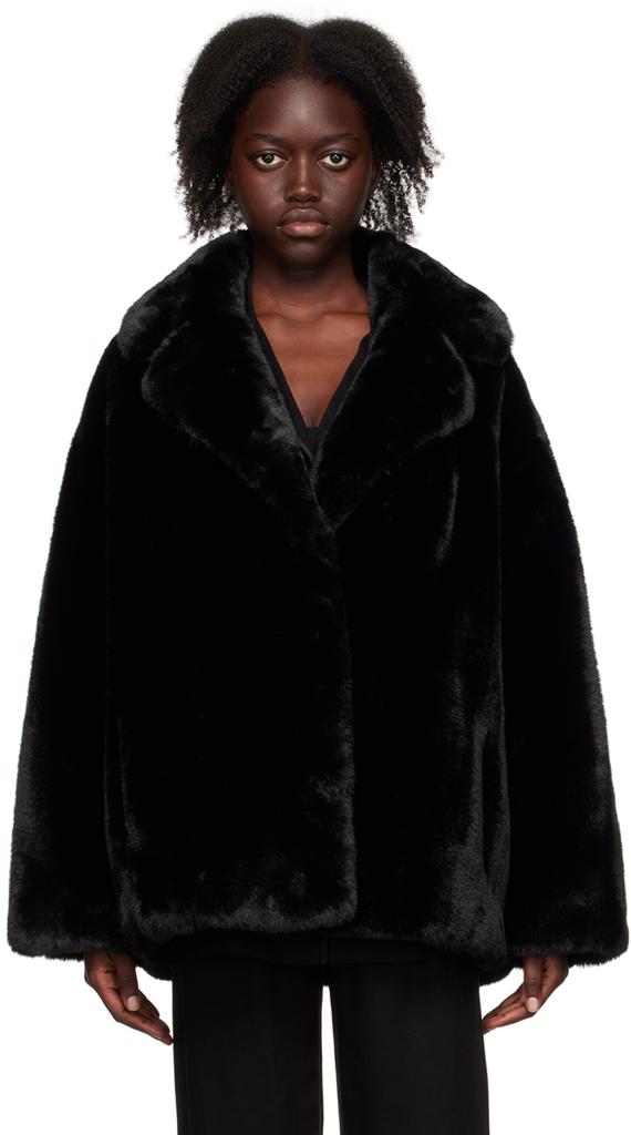 Black Savannah Faux-Fur Jacket商品第1张图片规格展示