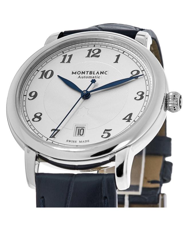 Montblanc Star Legacy Silver White Dial Leather Strap Men's Watch 117574商品第2张图片规格展示